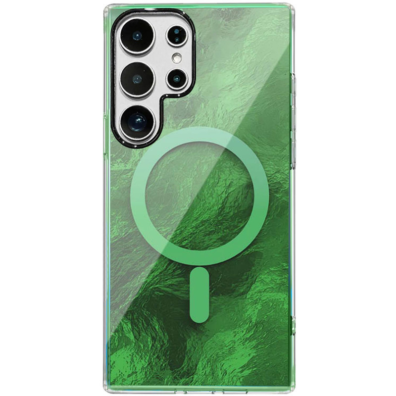 Чехол TPU Shiny Mountain Magnetic Fit для Samsung Galaxy S25 Ultra (Green)