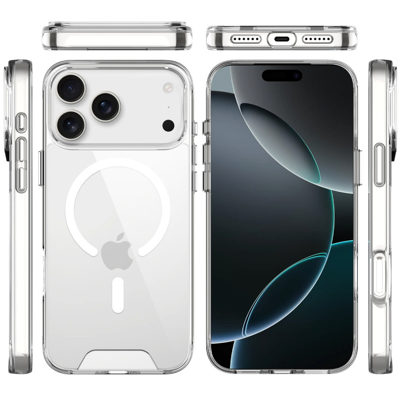 Фото Чехол TPU Space Case with Magnetic Safe для Apple iPhone 17 Pro Max (6.9") (Прозрачный) в магазине vchehle.ua