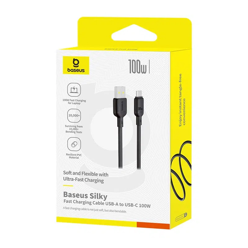 Купити Дата кабель Baseus Silky Series OS Fast Charging USB Type-C 100W (2m) (P10377703) (Cluster Black) на vchehle.ua