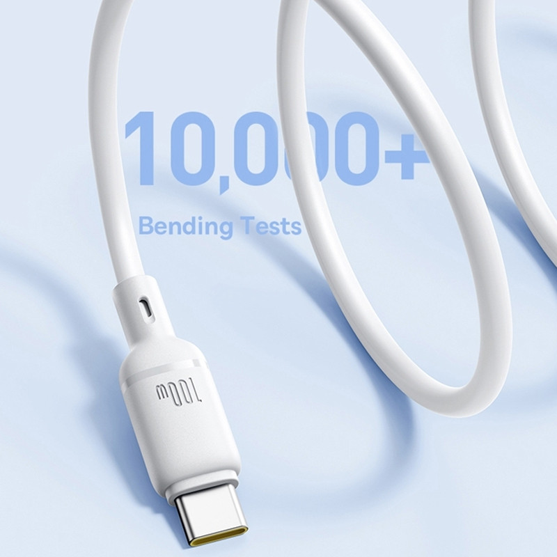 Фото Дата кабель Baseus Silky Series OS Fast Charging USB Type-C 100W (2m) (P10377703) (Moon White) на vchehle.ua