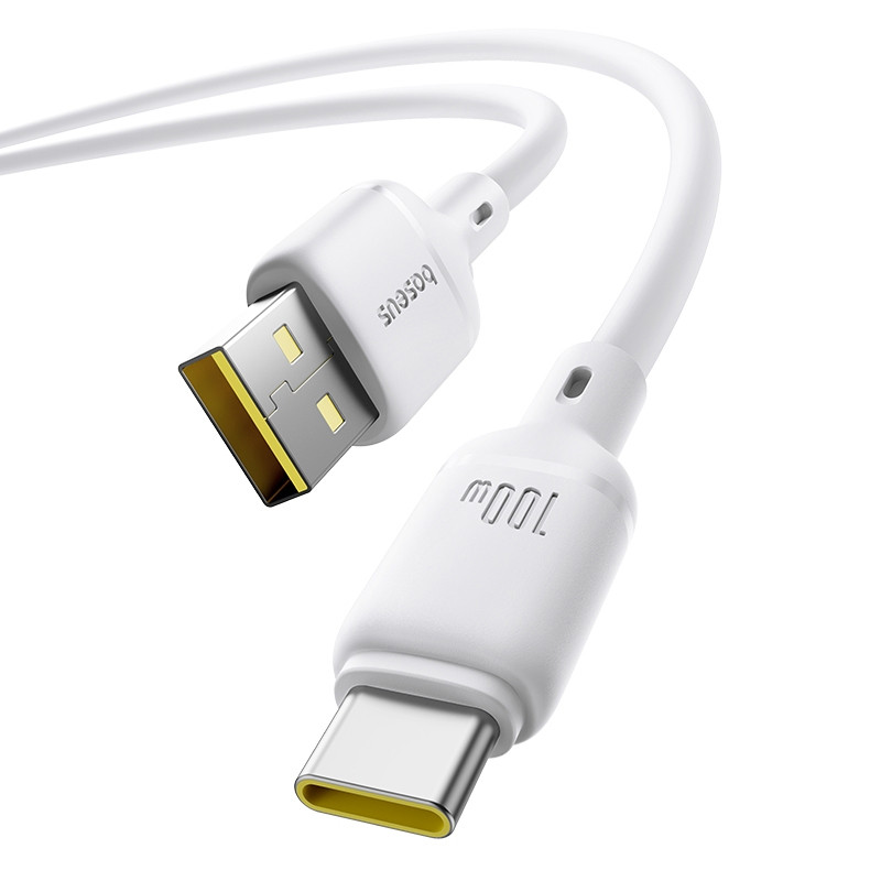 Фото Дата кабель Baseus Silky Series OS Fast Charging USB Type-C 100W (2m) (P10377703) (Moon White) в маназині vchehle.ua