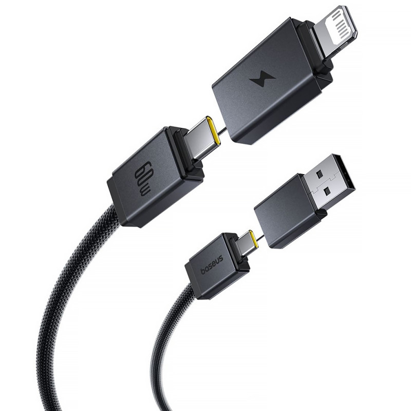 Дата кабель Baseus Versatile Two-for-Two USB/Type-C to Type-C/Lightning 60W (0.6m) (P10383000)