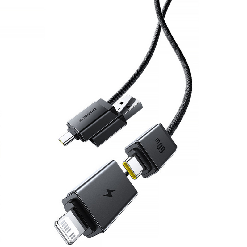 Фото Дата кабель Baseus Versatile Two-for-Two USB/Type-C to Type-C/Lightning 60W (0.6m) (P10383000) (Cosmic Black) в маназині vchehle.ua