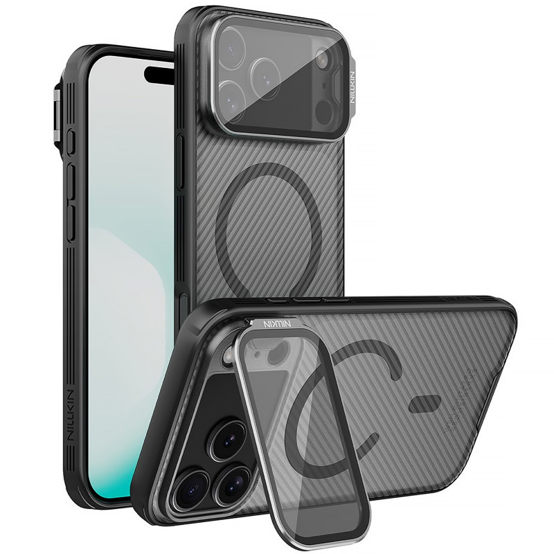 Фото Карбоновая накладка Nillkin Camshield Prop Magnetic для Apple iPhone 17 Pro Max (6.9") (Transparent black) на vchehle.ua