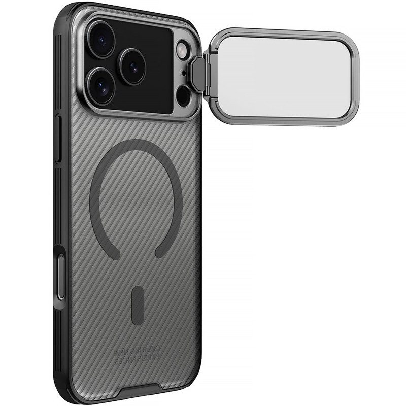 Купить Карбоновая накладка Nillkin Camshield Prop Magnetic для Apple iPhone 17 Pro Max (6.9") (Transparent black) на vchehle.ua