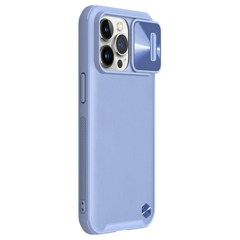 Кожаная накладка Nillkin Camshield Leather (шторка на камеру) для Apple iPhone 13 Pro (6.1") (Сиреневый / Purple)