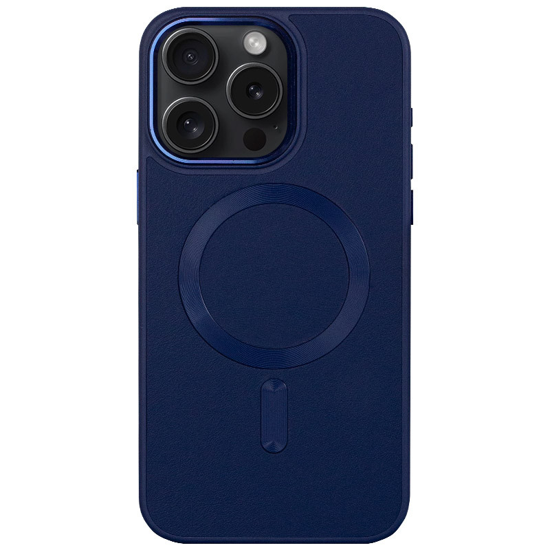 Кожаный чехол Bonbon Leather Metal Style with Magnetic Safe для Apple iPhone 13 Pro Max (6.7") (Синий / Navy Blue)