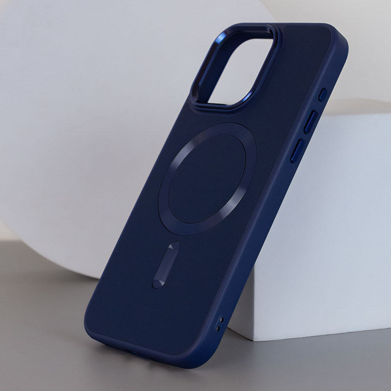 Фото Кожаный чехол Bonbon Leather Metal Style with Magnetic Safe для Apple iPhone 13 Pro Max (6.7") (Синий / Navy Blue) в магазине vchehle.ua