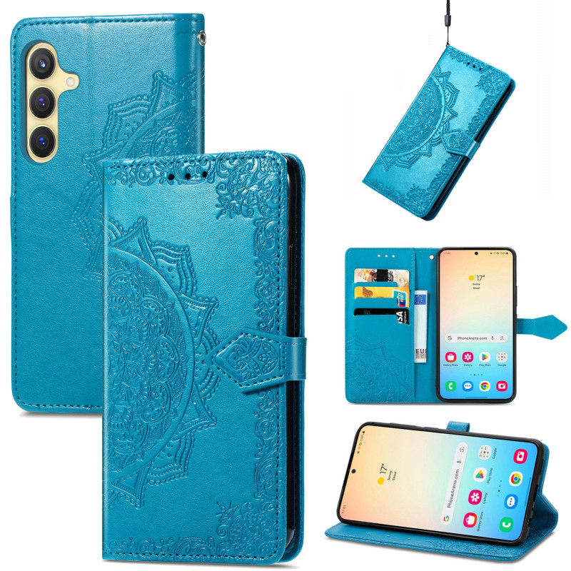 Купить Кожаный чехол-книжка Art Case с визитницей для Samsung Galaxy S25 (Синий) на vchehle.ua