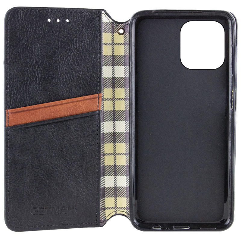 Фото Шкіряний чохол-книжка GETMAN Cubic (PU) на Apple iPhone 12 Pro / 12 (6.1") (Чорний) на vchehle.ua