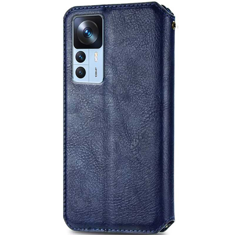 Фото Кожаный чехол-книжка GETMAN Cubic (PU) для Xiaomi 12T / 12T Pro (Синий) на vchehle.ua