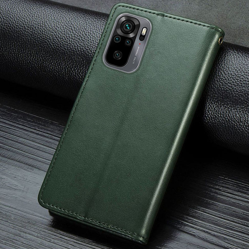 Купить Кожаный чехол-книжка GETMAN Gallant (PU) для Xiaomi Redmi Note 10 / Note 10s (Зеленый) на vchehle.ua
