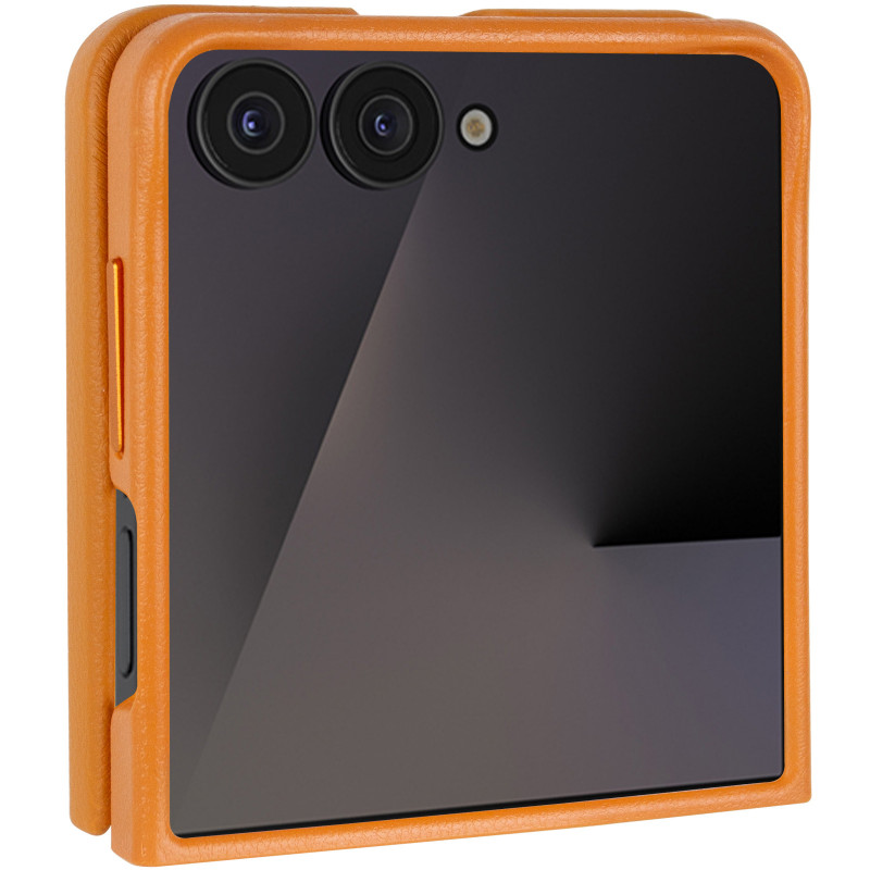 Шкіряний чохол Leather Case (AAA) на Samsung Galaxy Z Flip7 (Brown)
