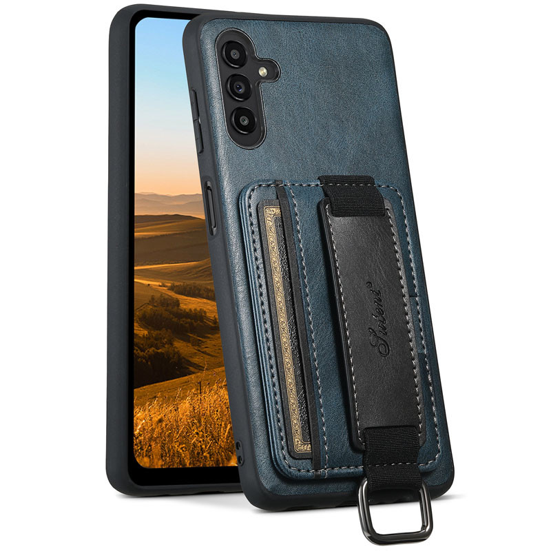 Фото Кожаный чехол Wallet case and straps для Samsung Galaxy A24 4G (Синий / Blue) на vchehle.ua