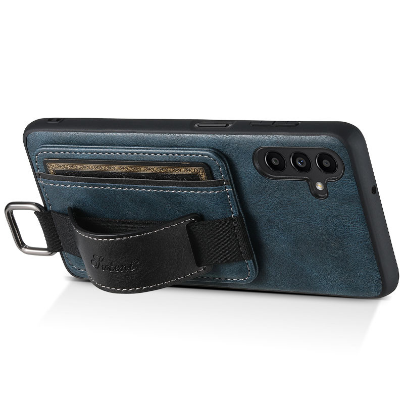 Кожаный чехол Wallet case and straps для Samsung Galaxy A24 4G (Синий / Blue) в магазине vchehle.ua