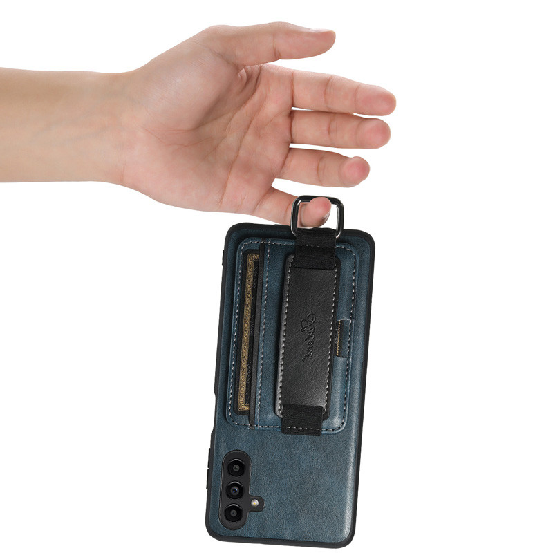 Заказать Кожаный чехол Wallet case and straps для Samsung Galaxy A24 4G (Синий / Blue) на vchehle.ua