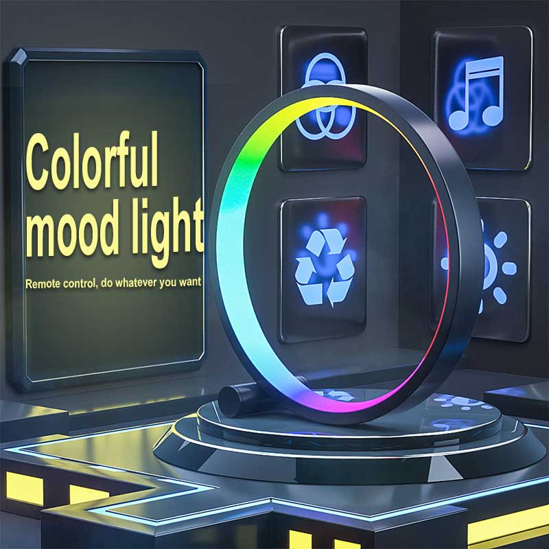 Фото Настольная LED лампа RGB Intelligent circular atmosphere light Bluetooth USB with app (Black) на vchehle.ua