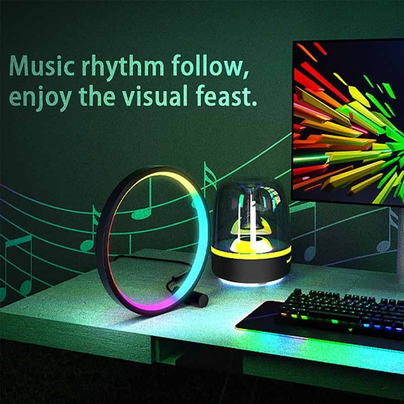 Фото Настольная LED лампа RGB Intelligent circular atmosphere light Bluetooth USB with app (Black) в магазине vchehle.ua