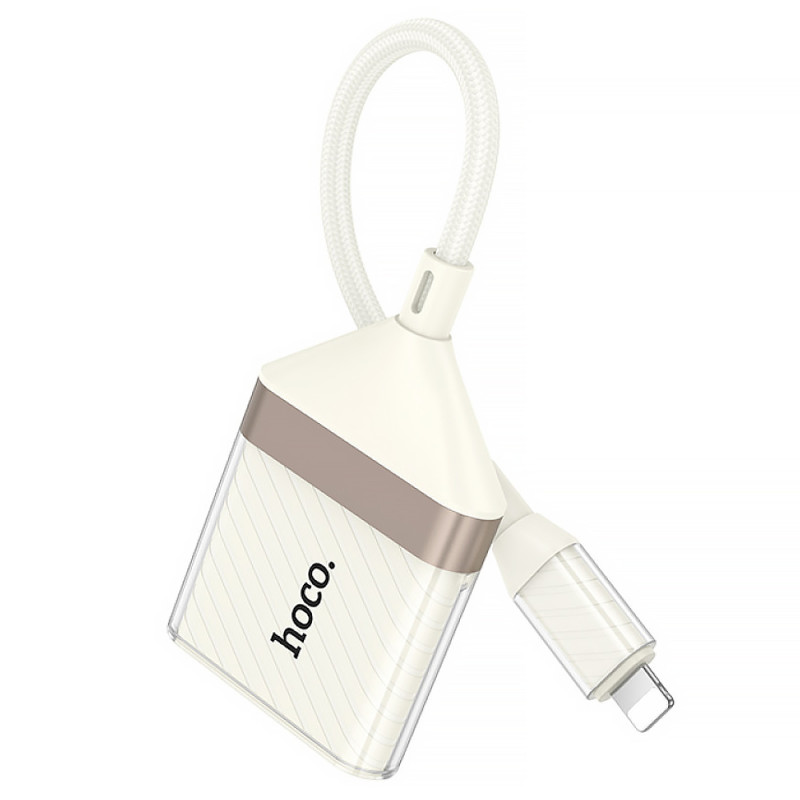 Фото Переходник Hoco UA40 Crystal 2in1 Lightning to SD/TF (0.15m) (Apricot) на vchehle.ua