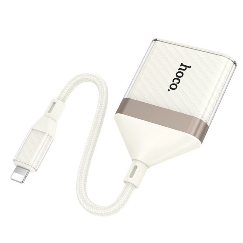 Фото Переходник Hoco UA40 Crystal 2in1 Lightning to SD/TF (0.15m) (Apricot) в магазине vchehle.ua