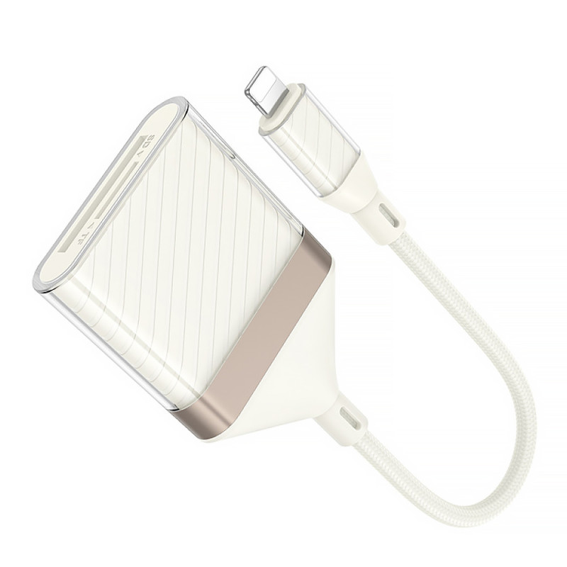 Переходник Hoco UA40 Crystal 2in1 Lightning to SD/TF (0.15m) (Apricot) в магазине vchehle.ua