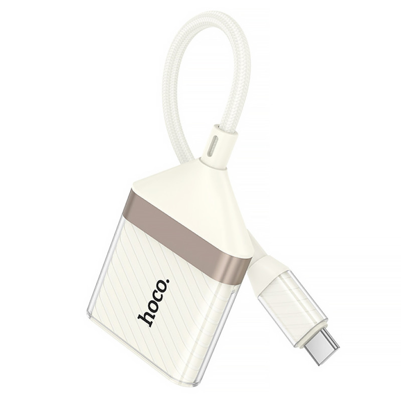 Фото Переходник Hoco UA40A Crystal 2in1 Type-C to SD/TF (0.15m) (Apricot) на vchehle.ua