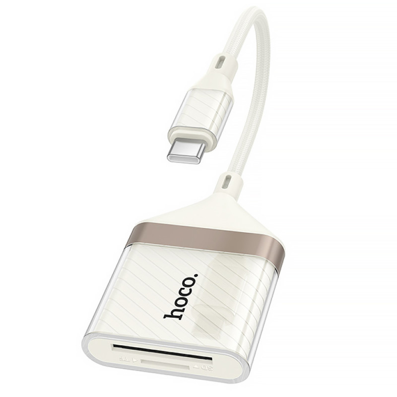 Фото Переходник Hoco UA40A Crystal 2in1 Type-C to SD/TF (0.15m) (Apricot) в магазине vchehle.ua