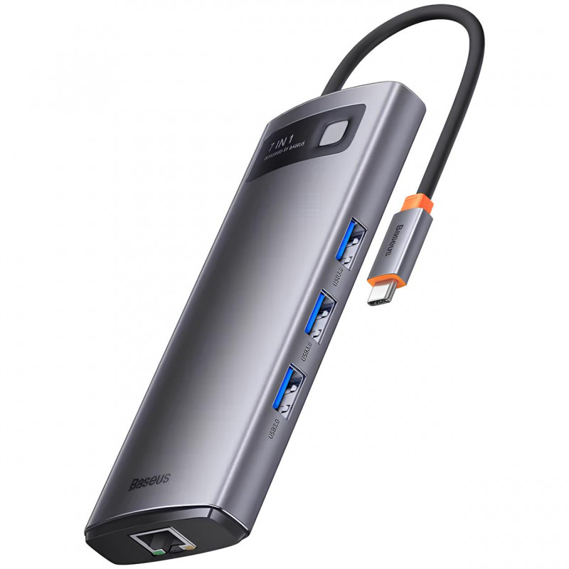 Переходник HUB Baseus Metal Gleam Series 7-Port Clarity (Type-C to HDMI+USB3.0*3+PD+SD/TF) (B000307)