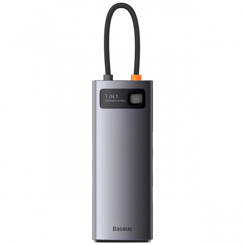 Фото Переходник HUB Baseus Metal Gleam Series 7-Port Clarity (Type-C to HDMI+USB3.0*3+PD+SD/TF) (B000307) (Station Gray) на vchehle.ua