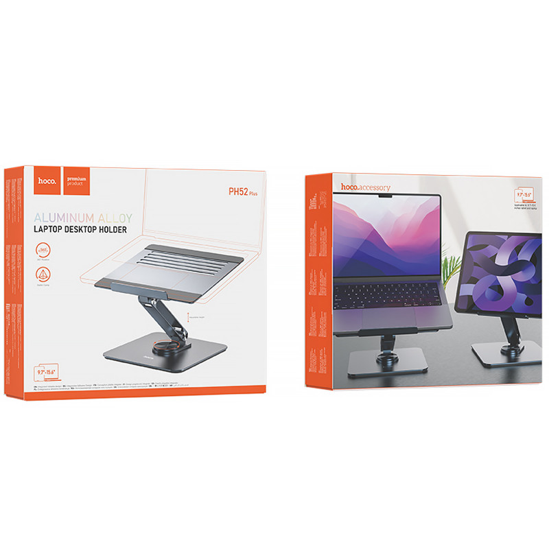 Фото Подставка настольная Hoco PH52 Plus Might metal rotating (Metal gray) на vchehle.ua