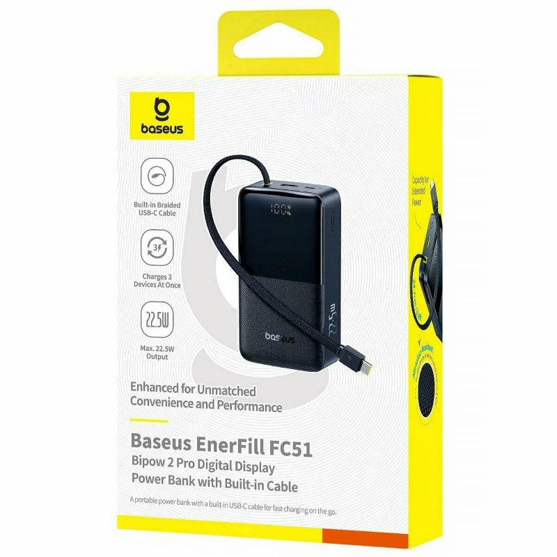 Power Bank Baseus 30000mAh EnerFill FC51 Bipow2 Pro 22.5W (E0028100) (Black) в магазине vchehle.ua