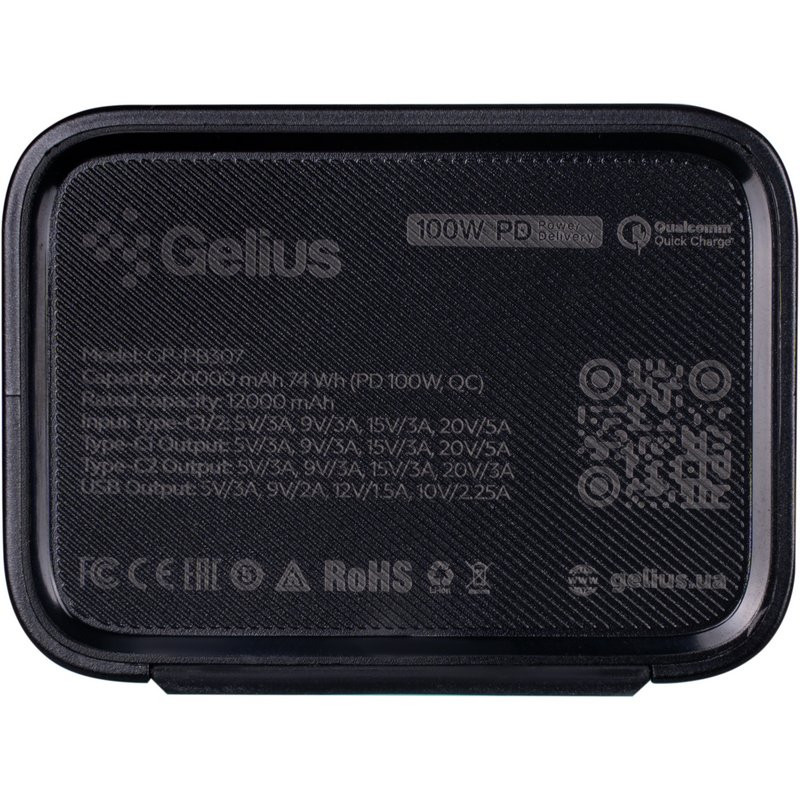 Фото Power Bank Gelius 20000mAh GT GP-PB307 100W QC+PD (Black) в маназині vchehle.ua