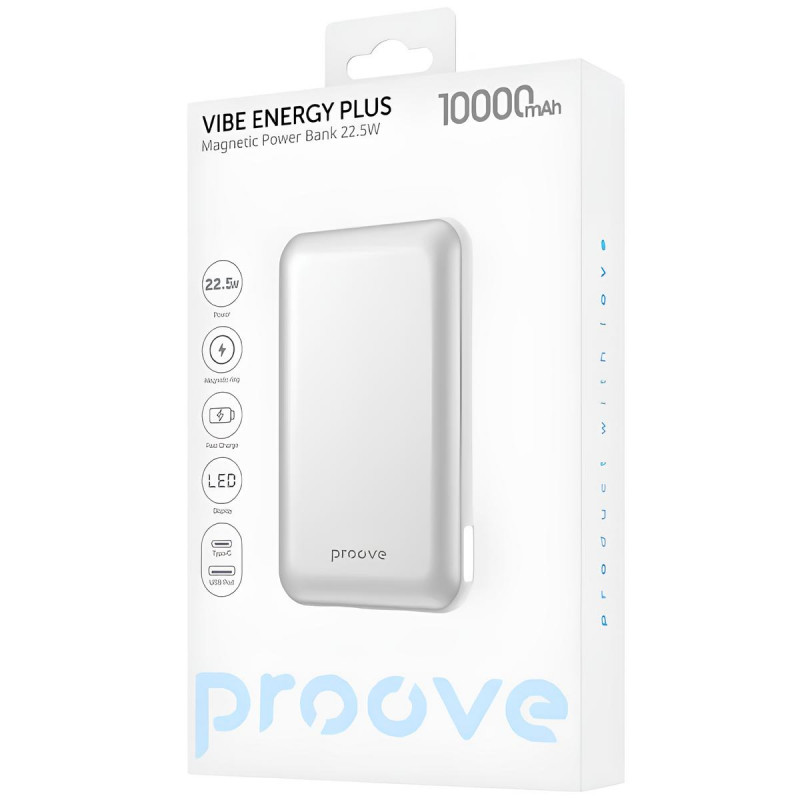 Фото Power Bank Proove 10000mAh Vibe Energy Plus 22.5W с БЗУ (Silver / White) в магазине vchehle.ua