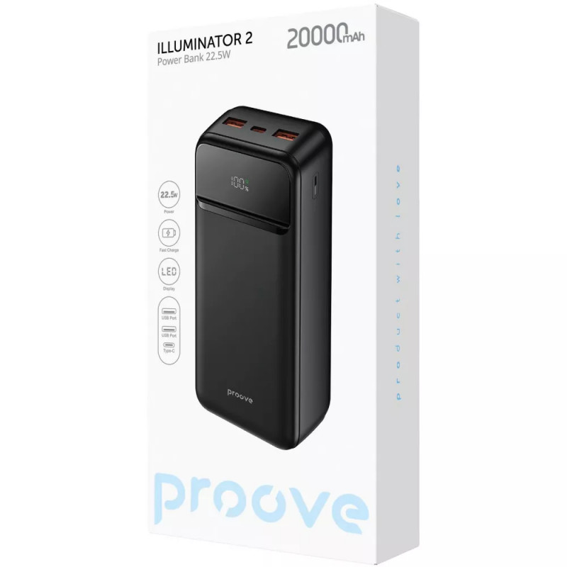 Power Bank Proove 20000 mAh Illuminator 2 22.5W (Black) в магазине vchehle.ua