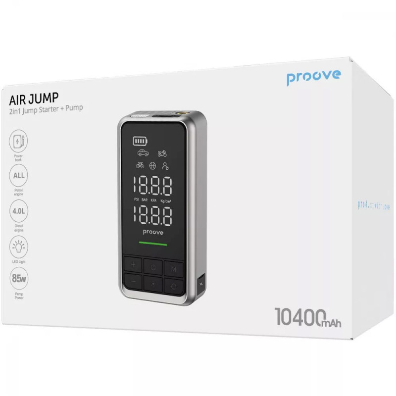 Купить Пусковое устройство + насос для автомобиля 2в1 Proove Air Jump 10400mAh 1000A (Gray) на vchehle.ua