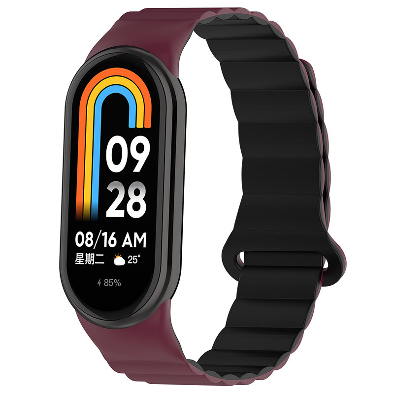 Ремешок Dual-color Magnetic для Xiaomi Mi Band 9/8/10 (Plum / Black)