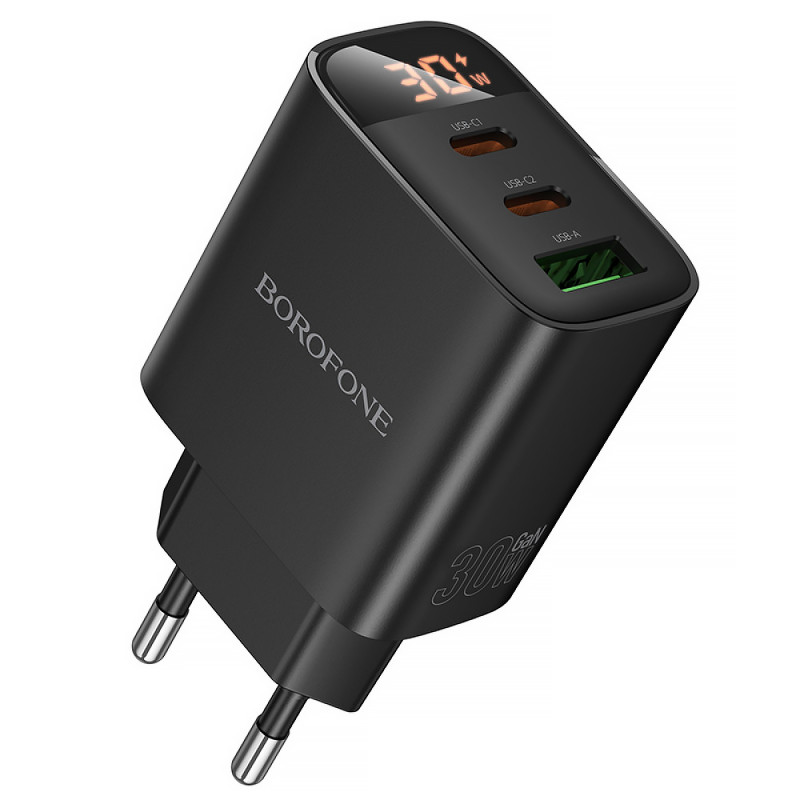 СЗУ Borofone BA98A Ilustre with digital display PD30W (1USB-A/2C) (Black)