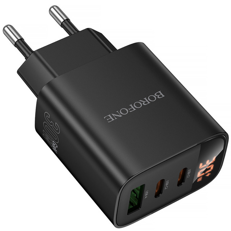 Купить СЗУ Borofone BA98A Ilustre with digital display PD30W (1USB-A/2C) (Black) на vchehle.ua