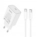 СЗУ Hoco C143A Benefit PD20W (1USB-C) + кабель Type-C to Type-C (White)