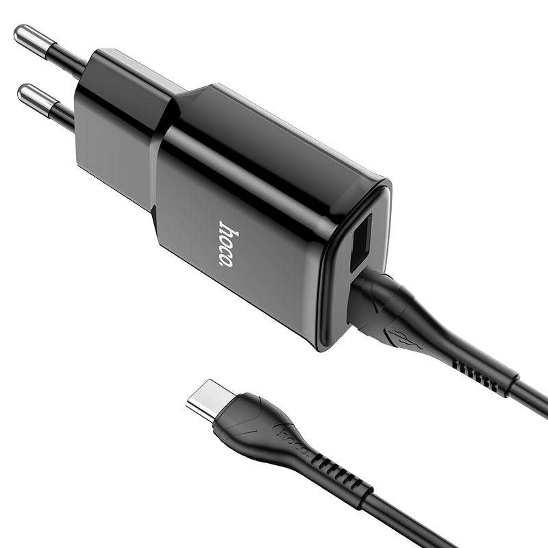 Фото СЗУ Hoco C88A Star round 2.4A (2USB-A) + кабель USB to Type-C (Черный) на vchehle.ua