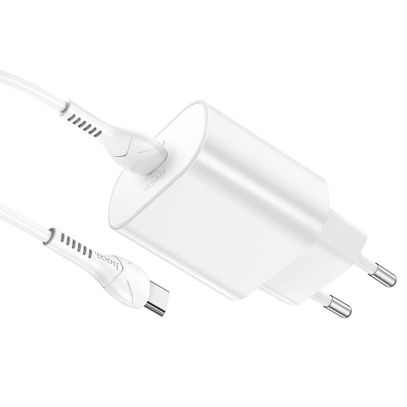 Фото МЗП Hoco N22 Jetta PD25W (1USB-C) + кабель Type-C to Type-C (Білий) на vchehle.ua