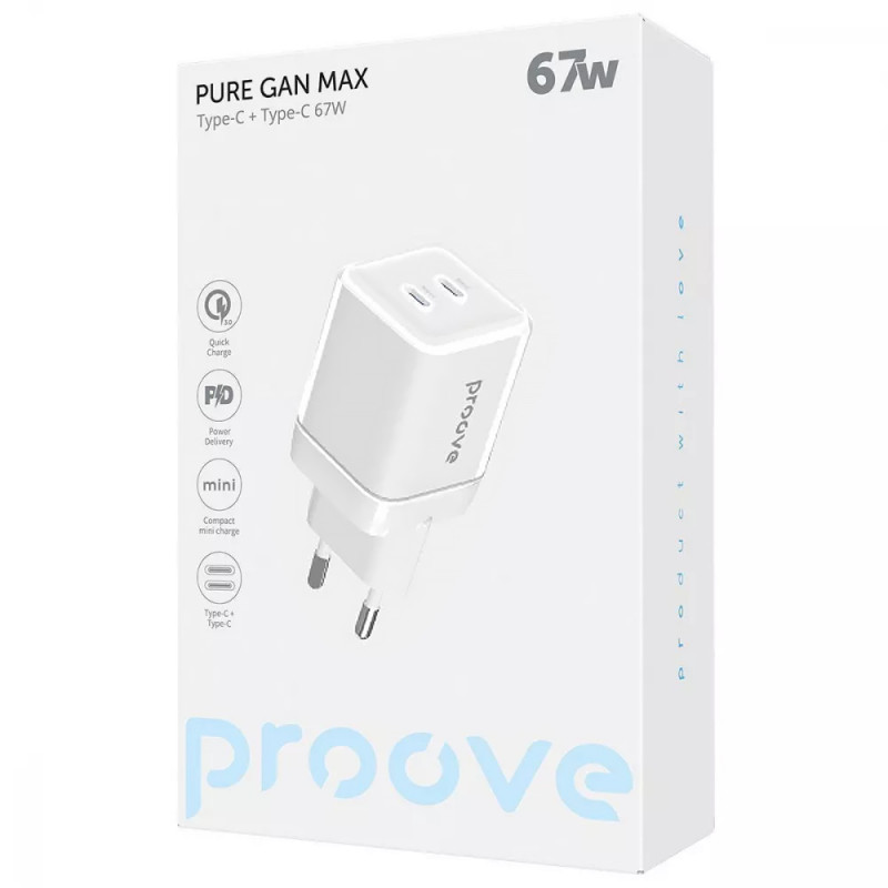СЗУ Proove Pure GaN Max 67W (2USB-C) (White) в магазине vchehle.ua