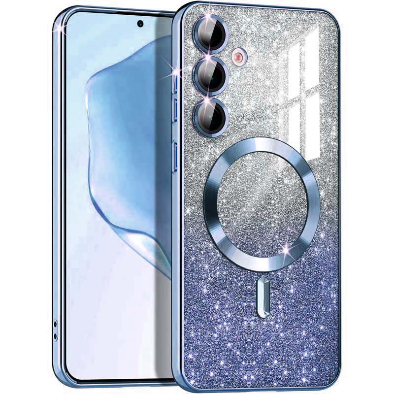 TPU чехол Delight case with Magnetic Safe с защитными линзами на камеру для Samsung Galaxy S24 (Синий / Deep navy)