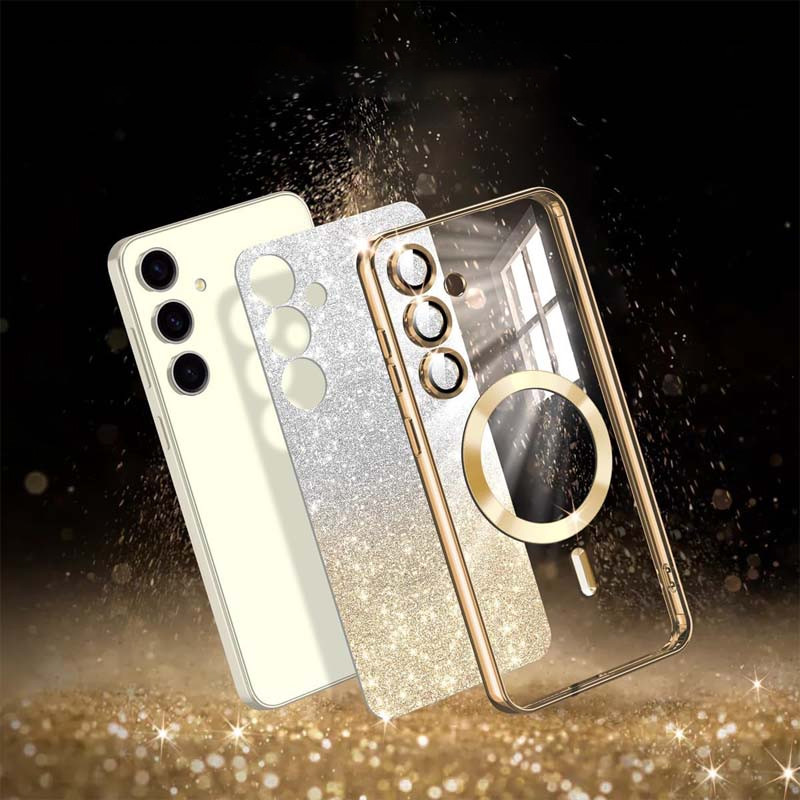 Фото TPU чехол Delight case with Magnetic Safe с защитными линзами на камеру для Samsung Galaxy S24+ (Золотой / Gold) на vchehle.ua