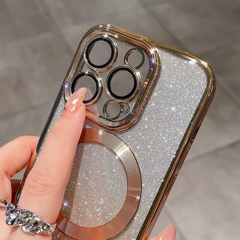 Фото TPU чохол Delight case with Magnetic Safe з захисними лінзами на камеру на Apple iPhone 16 Pro Max (6.9") (Золотий / Gold) в маназині vchehle.ua