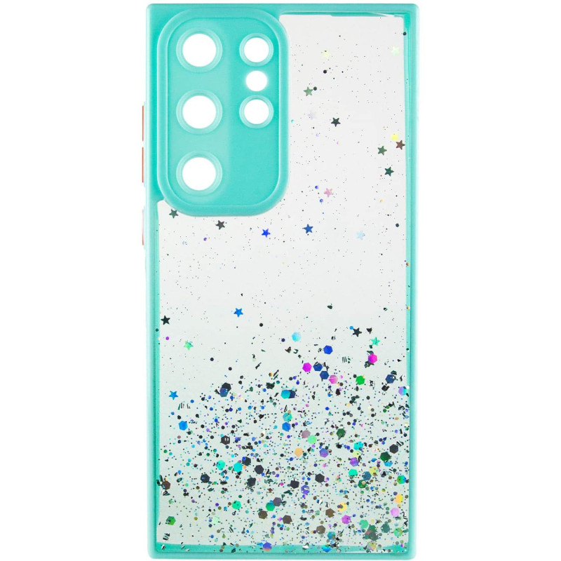 Фото TPU чехол Spangle star с защитой камеры для Samsung Galaxy S23 Ultra (Бирюзовый) на vchehle.ua