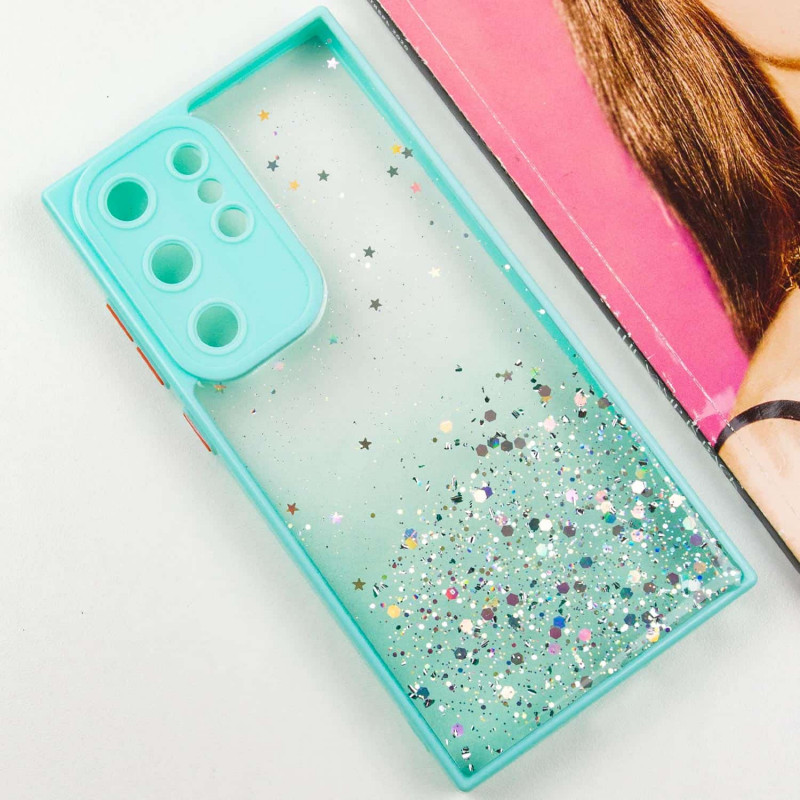 Фото TPU чехол Spangle star с защитой камеры для Samsung Galaxy S23 Ultra (Бирюзовый) в магазине vchehle.ua