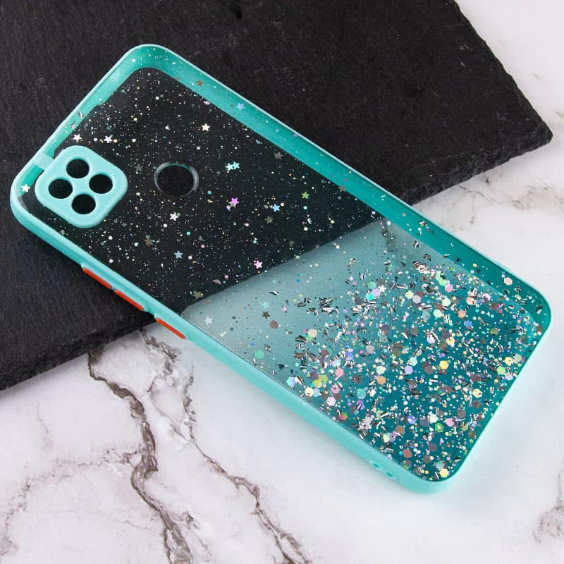 Фото TPU чехол Spangle star с защитой камеры для Xiaomi Redmi 9C (Бирюзовый) на vchehle.ua