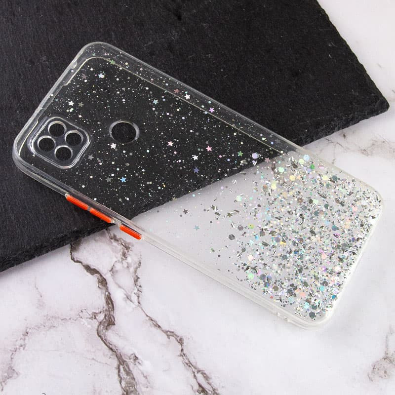 Фото TPU чехол Spangle star с защитой камеры для Xiaomi Redmi 9C (Прозрачный) на vchehle.ua