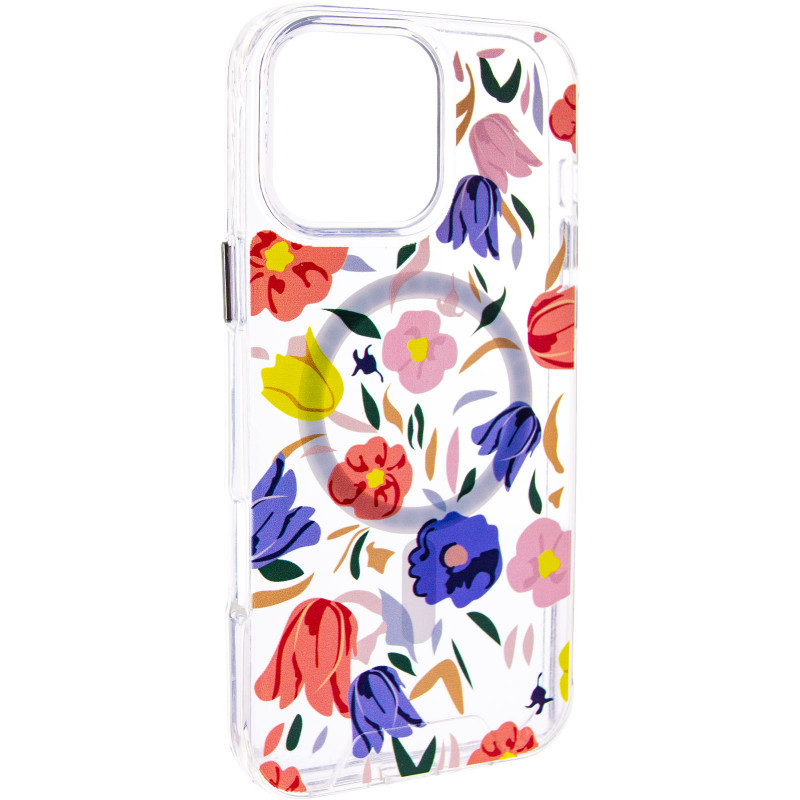 TPU+PC чохол Clear Garden with Magnetic Safe на Apple iPhone 16 Pro (6.3") (Tropical Art)